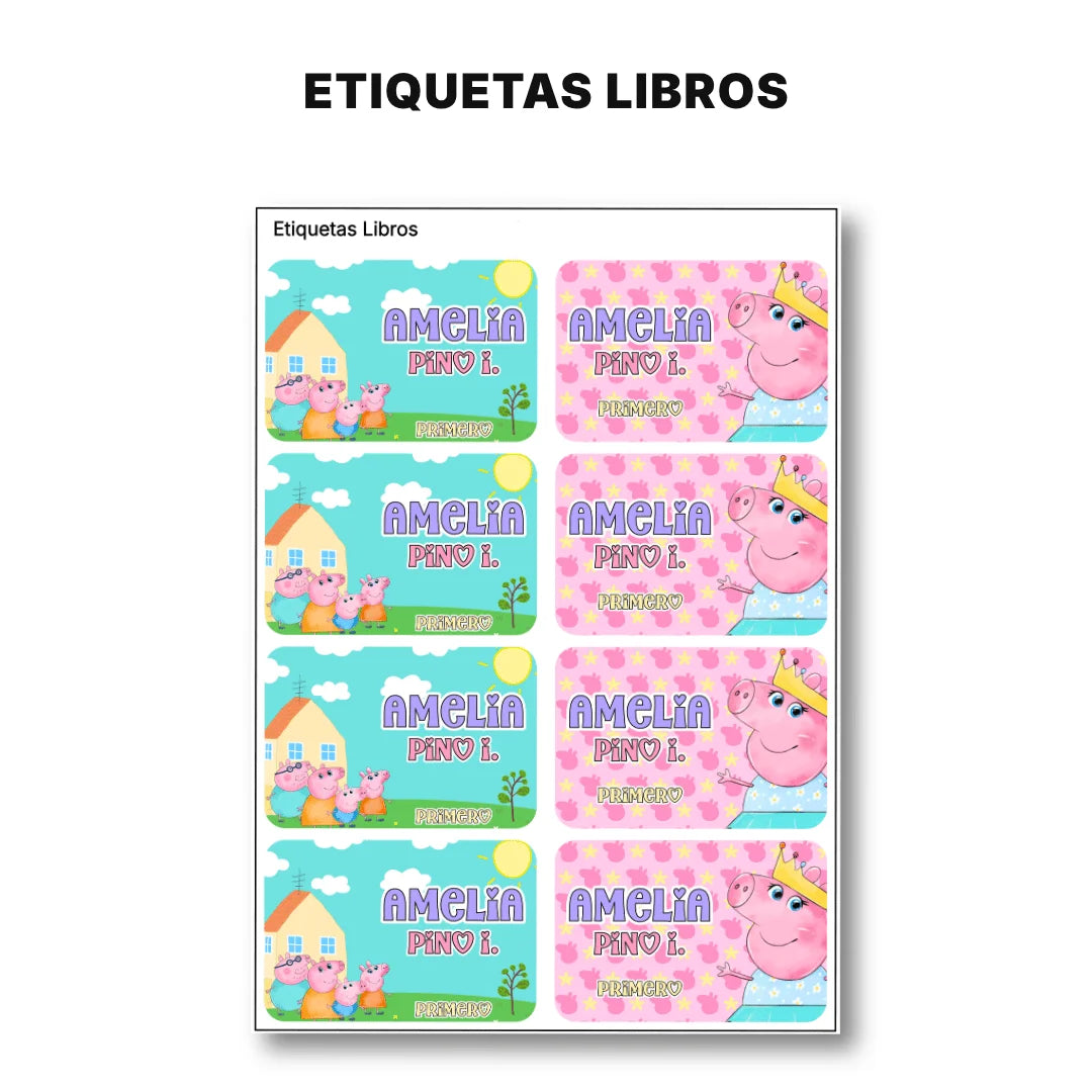 Cerdita Aventurera – Etiquetas Escolares Personalizadas