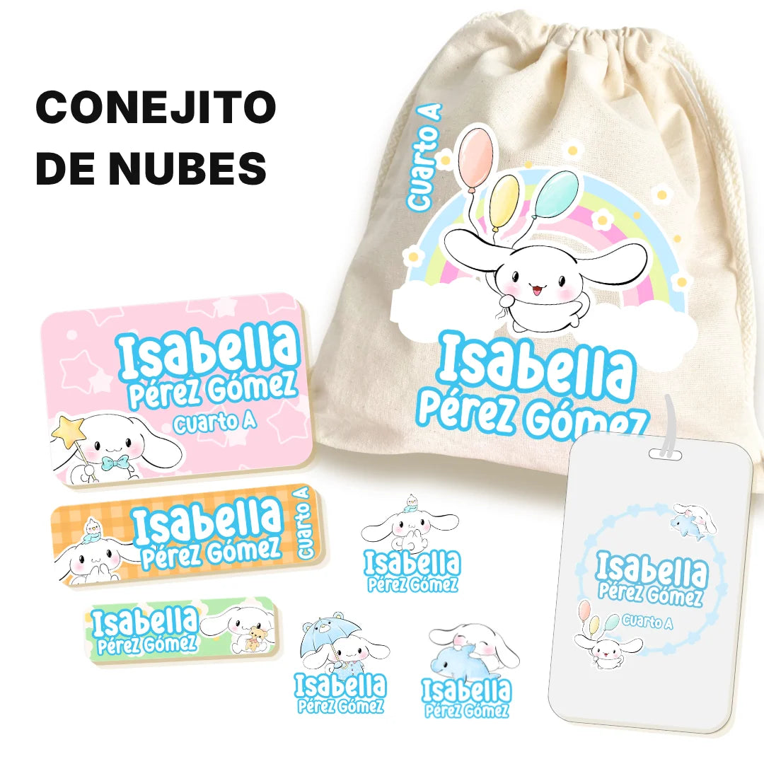 Conejito de Nubes – Etiquetas Escolares Personalizadas