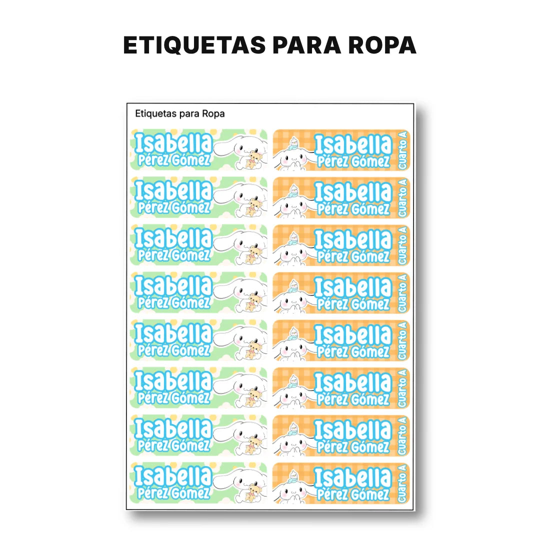 Conejito de Nubes – Etiquetas Escolares Personalizadas