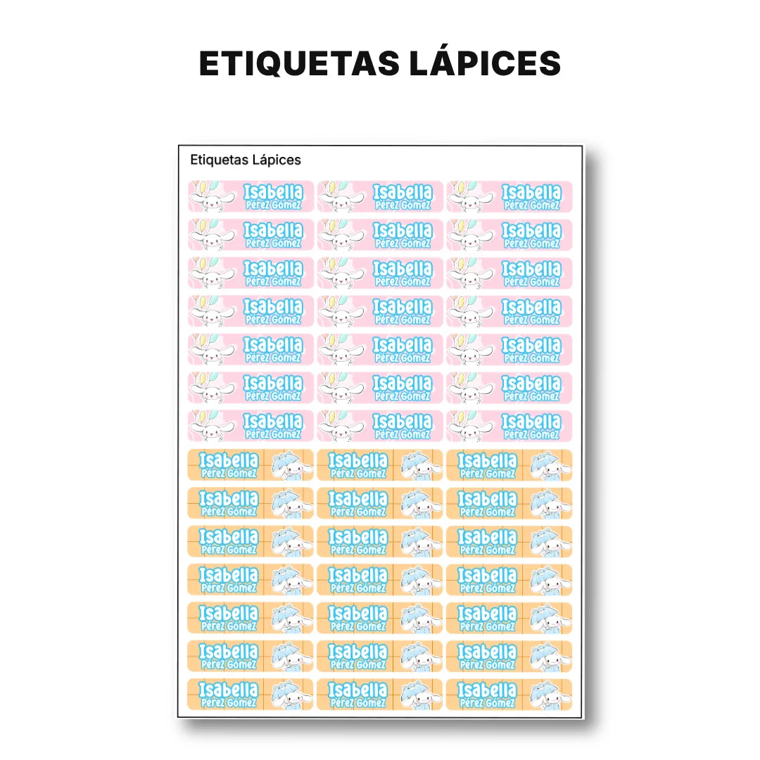 Conejito de Nubes – Etiquetas Escolares Personalizadas