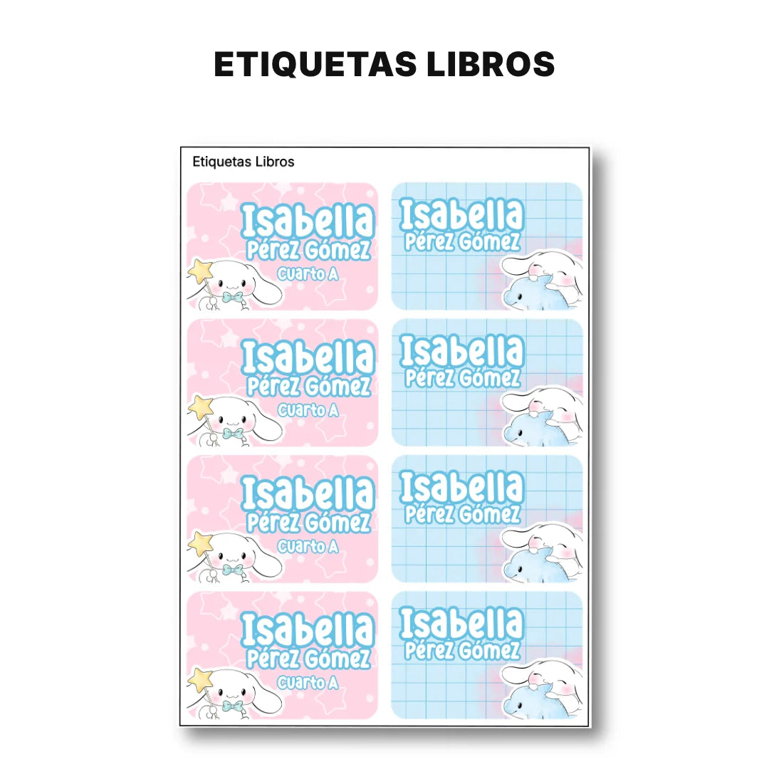 Conejito de Nubes – Etiquetas Escolares Personalizadas
