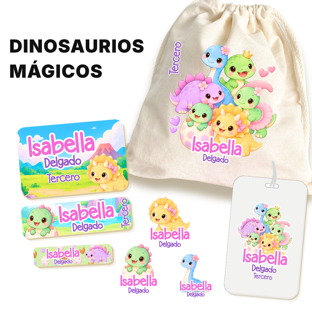 Dinosaurios Magicos – Etiquetas Escolares Personalizadas