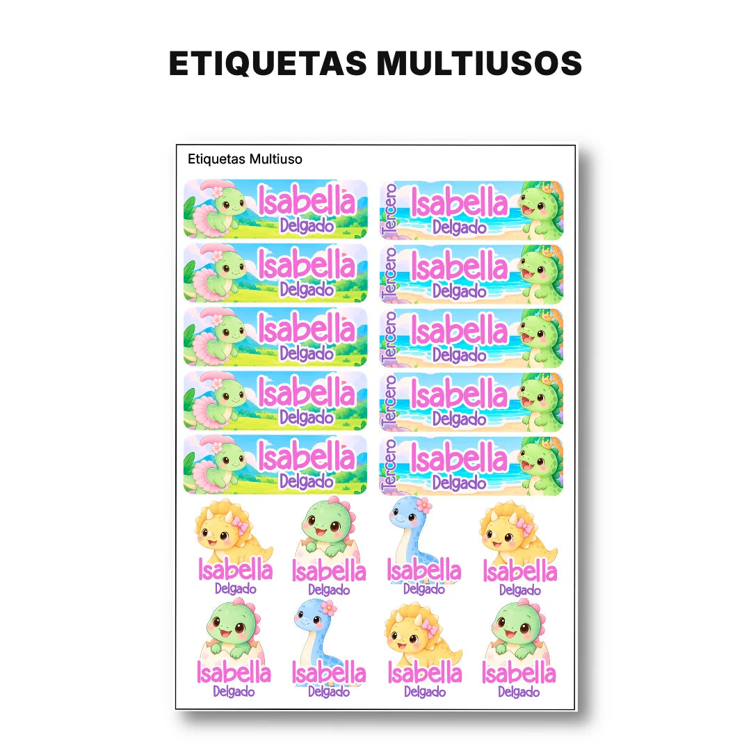 Dinosaurios Magicos – Etiquetas Escolares Personalizadas