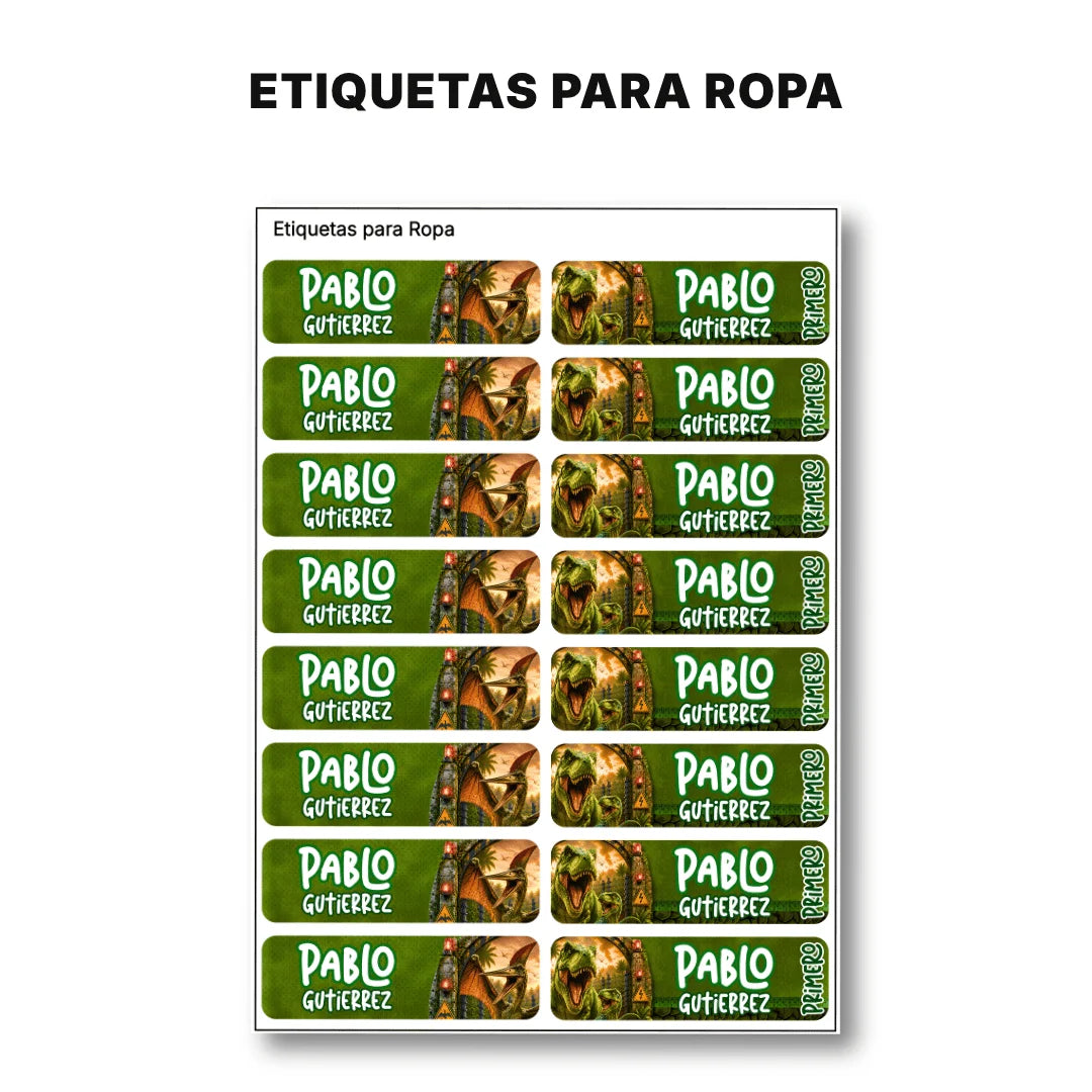 Dinosaurios Salvajes – Etiquetas Escolares Personalizadas
