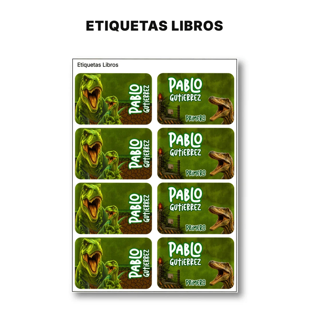 Dinosaurios Salvajes – Etiquetas Escolares Personalizadas