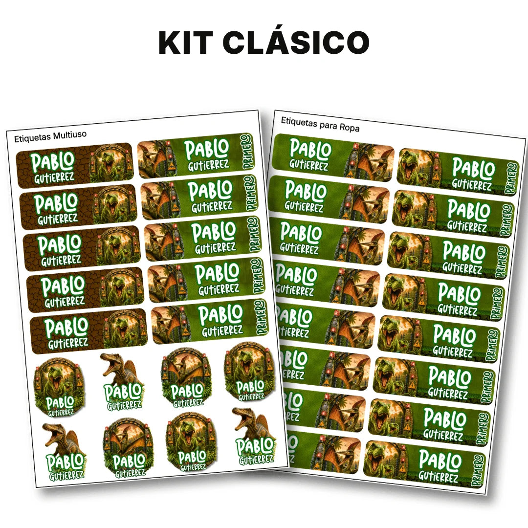 Dinosaurios Salvajes – Etiquetas Escolares Personalizadas