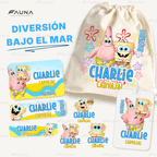 Diversión bajo el mar 💦 - Etiquetas Escolares Premium Personalizadas