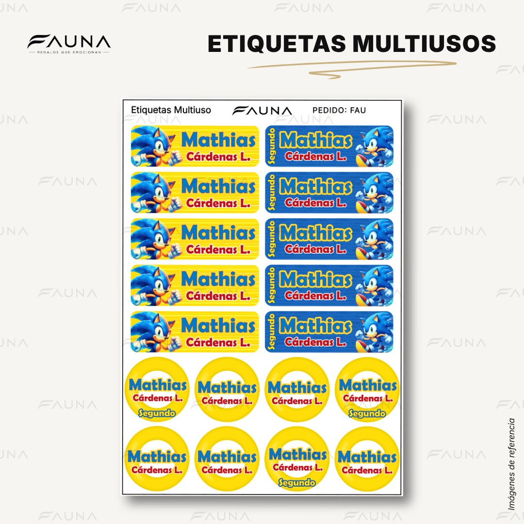 Erizo Azul Veloz 🌀 - Etiquetas Escolares Premium Personalizadas