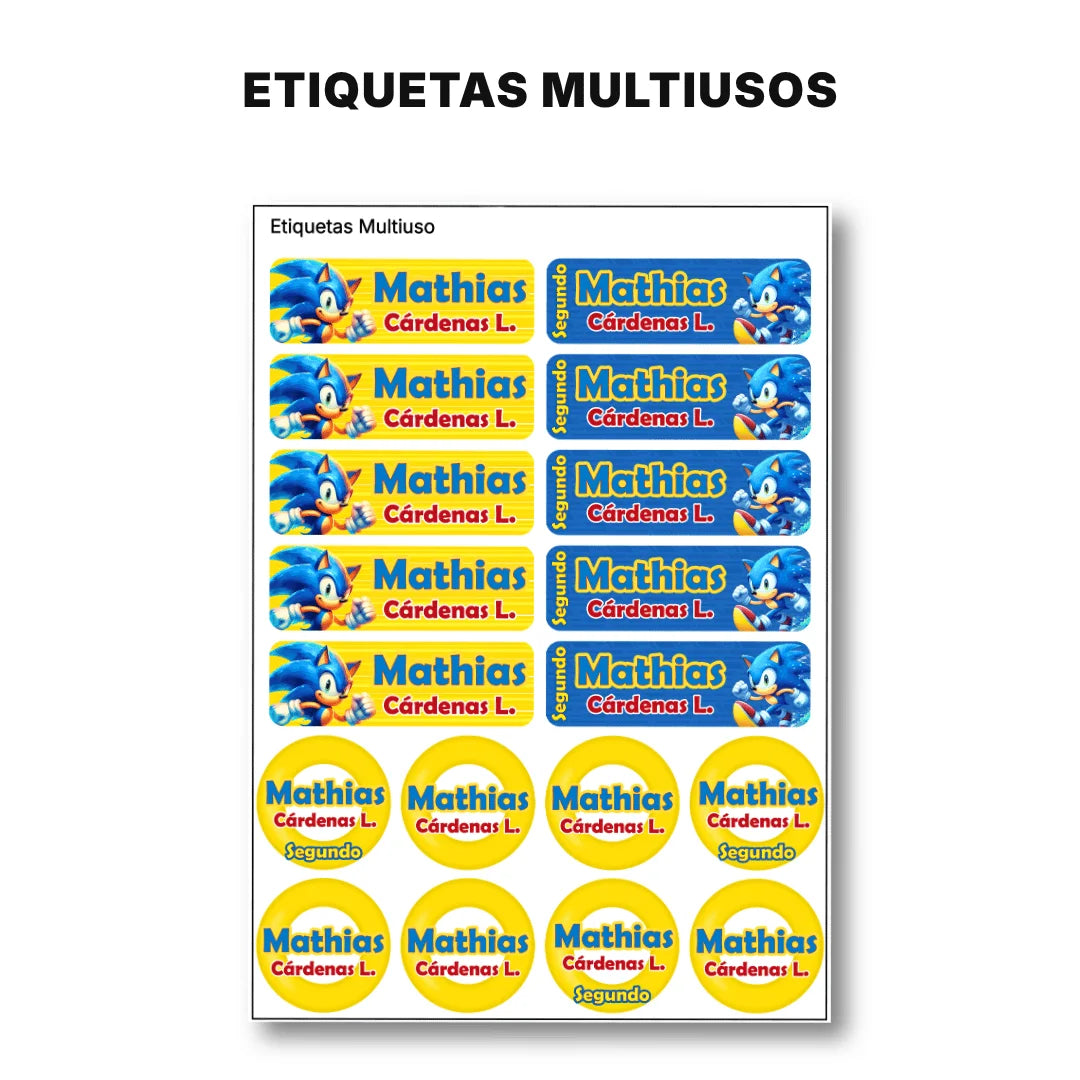 Erizo Azul Veloz – Etiquetas Escolares Personalizadas