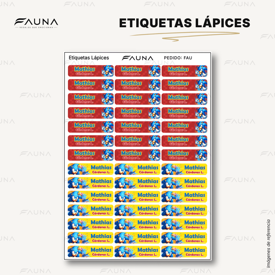 Erizo Azul Veloz 🌀 - Etiquetas Escolares Premium Personalizadas