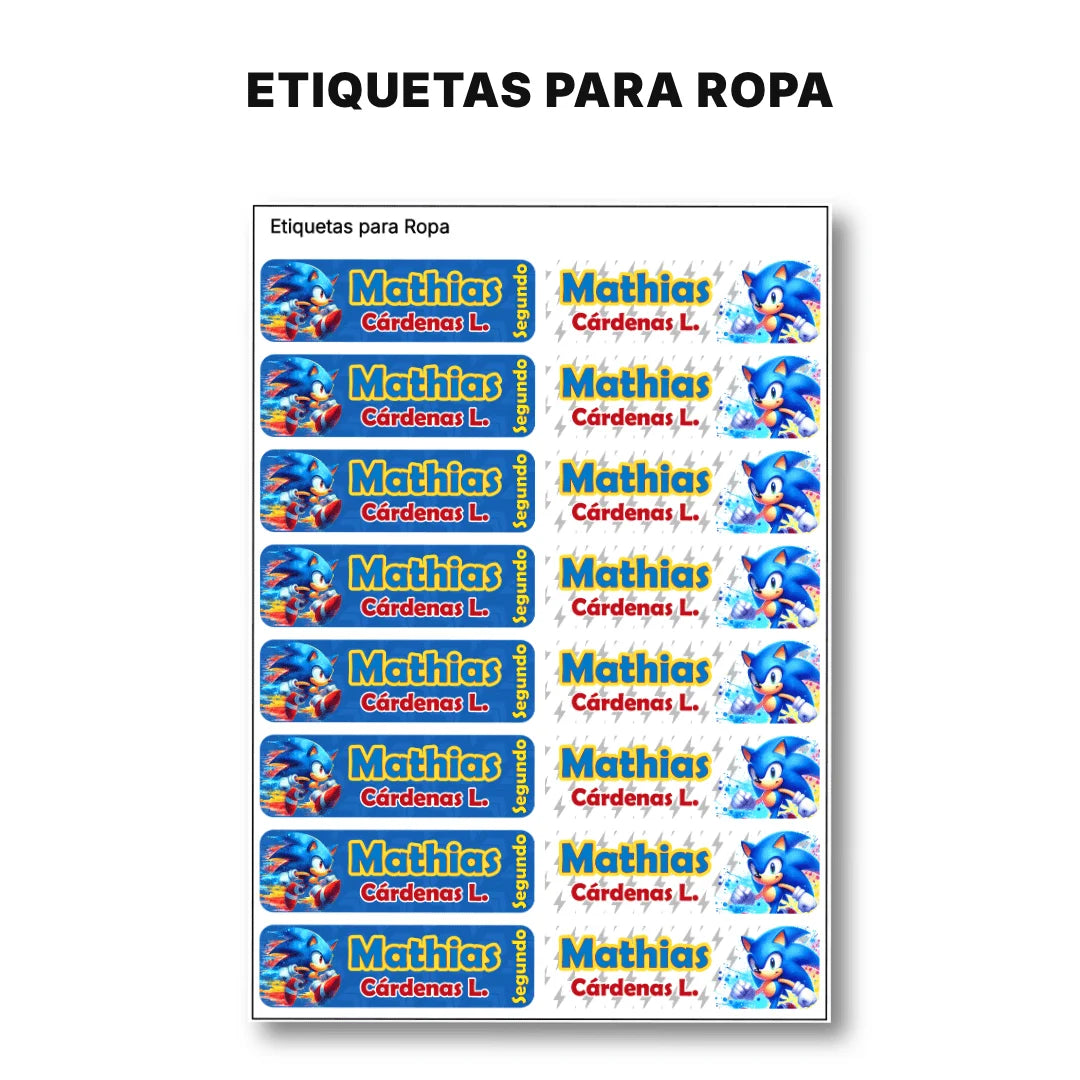 Erizo Azul Veloz – Etiquetas Escolares Personalizadas