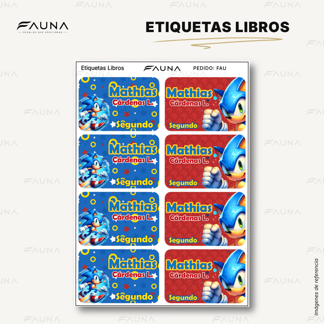 Erizo Azul Veloz 🌀 - Etiquetas Escolares Premium Personalizadas