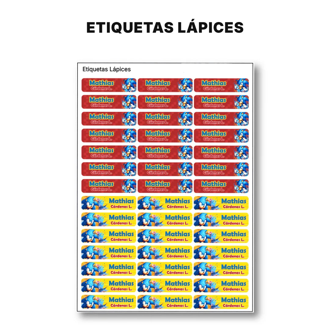 Erizo Azul Veloz – Etiquetas Escolares Personalizadas