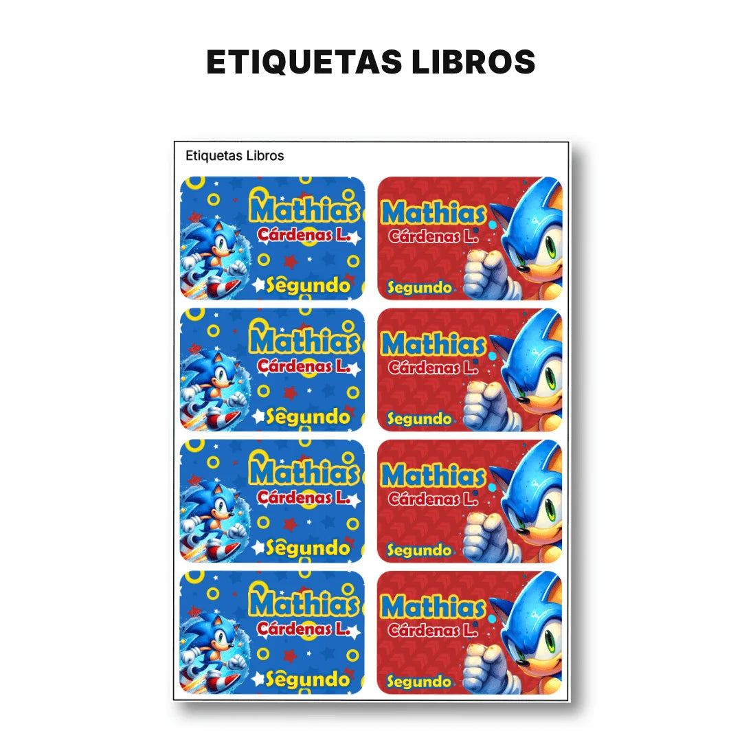 Erizo Azul Veloz – Etiquetas Escolares Personalizadas