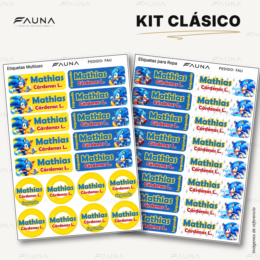 Erizo Azul Veloz 🌀 - Etiquetas Escolares Premium Personalizadas