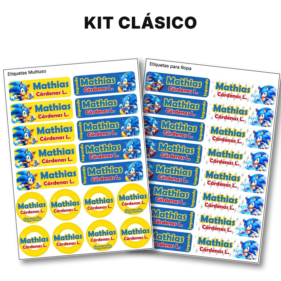 Erizo Azul Veloz – Etiquetas Escolares Personalizadas