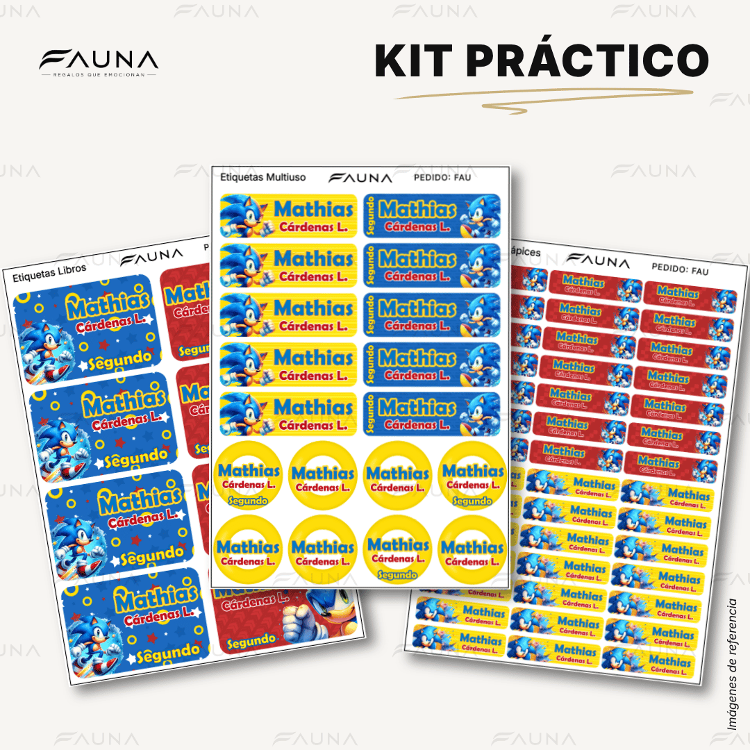 Erizo Azul Veloz 🌀 - Etiquetas Escolares Premium Personalizadas