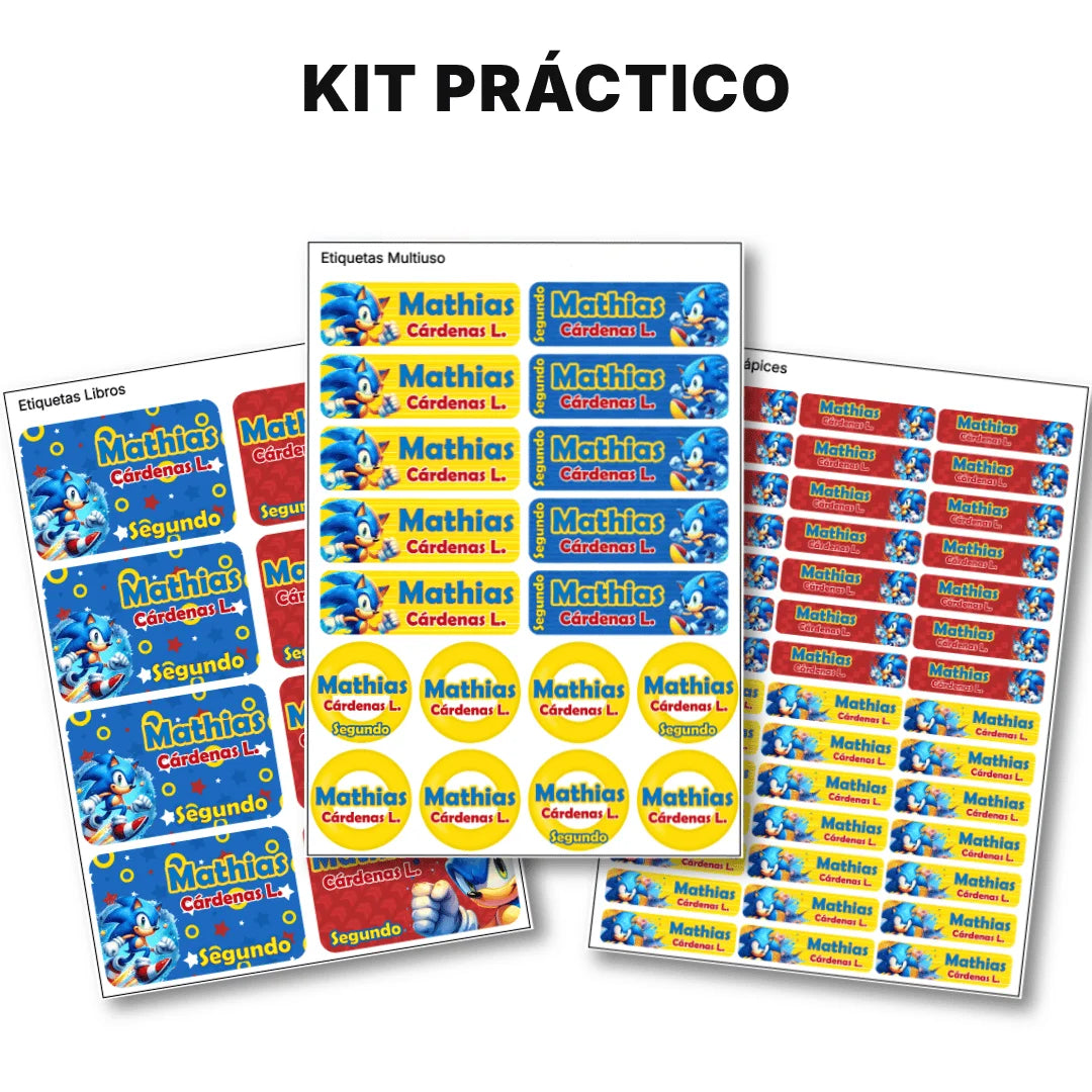 Erizo Azul Veloz – Etiquetas Escolares Personalizadas