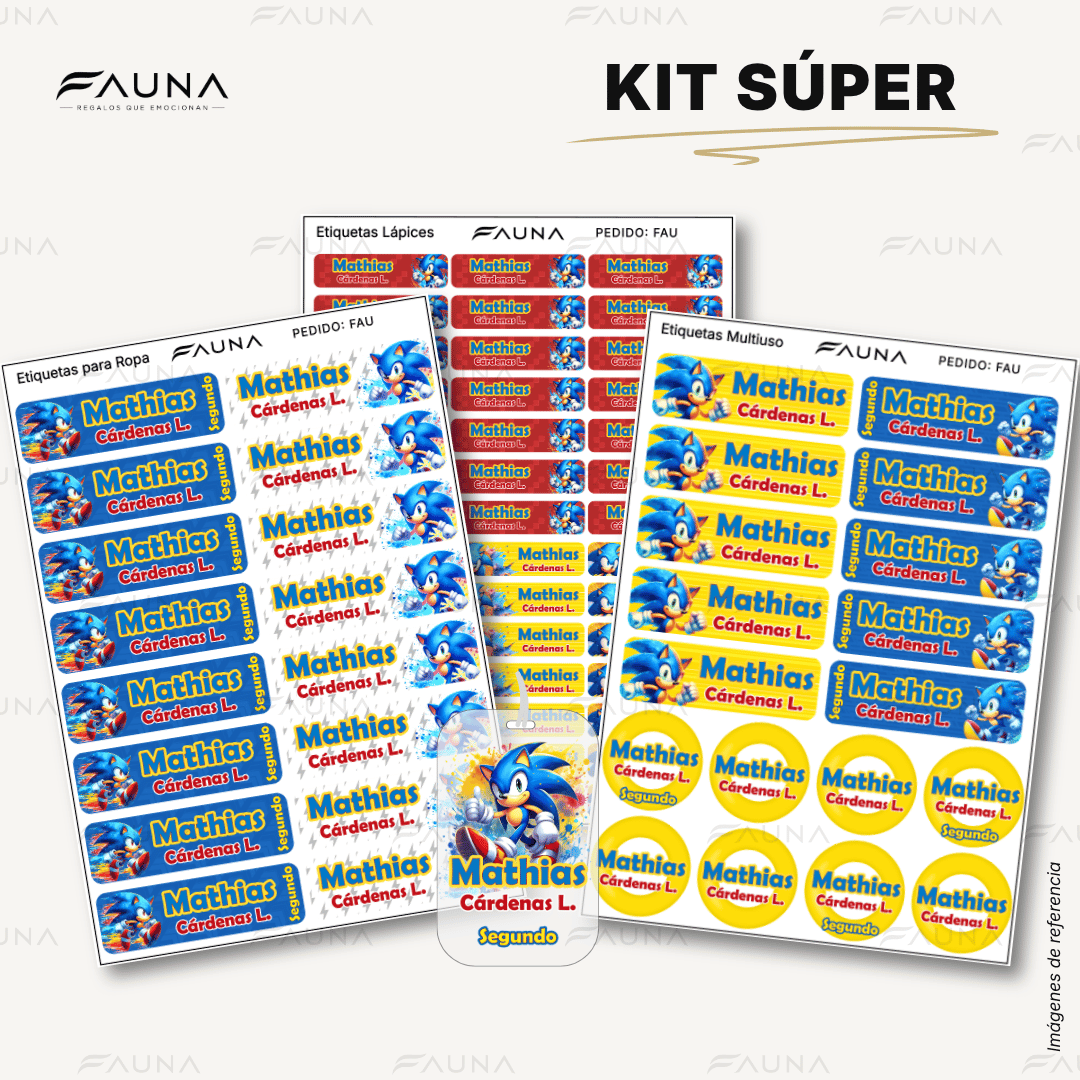 Erizo Azul Veloz 🌀 - Etiquetas Escolares Premium Personalizadas
