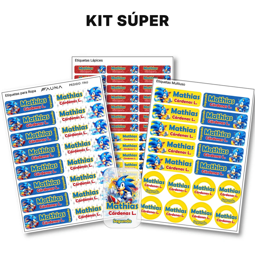 Erizo Azul Veloz – Etiquetas Escolares Personalizadas