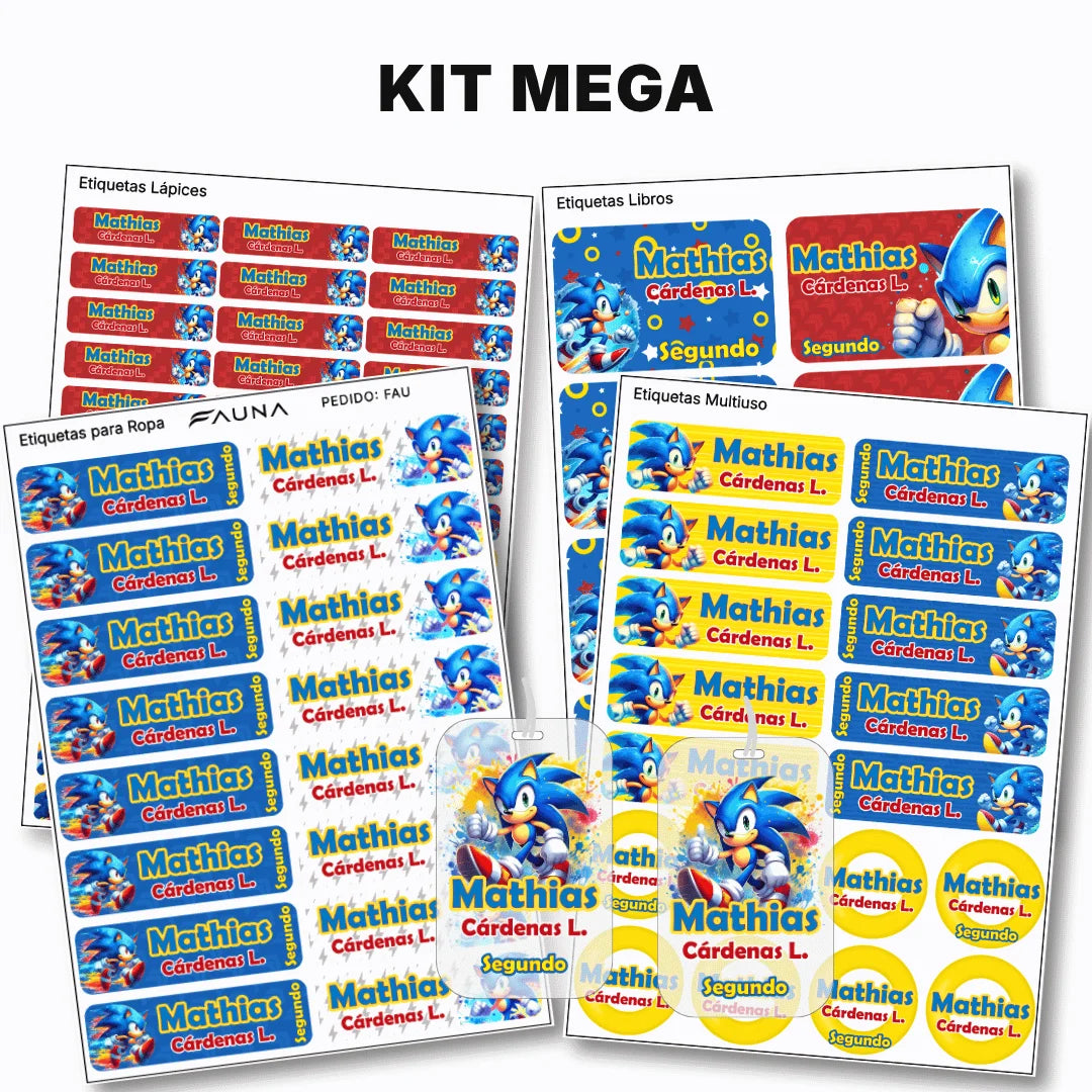 Erizo Azul Veloz – Etiquetas Escolares Personalizadas