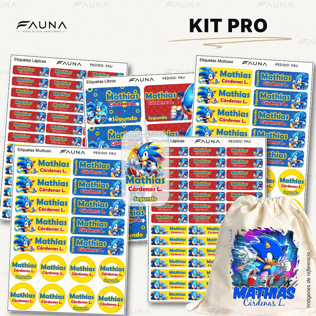 Erizo Azul Veloz 🌀 - Etiquetas Escolares Premium Personalizadas