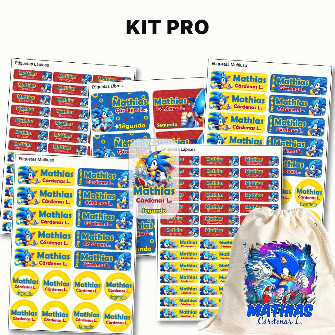 Erizo Azul Veloz – Etiquetas Escolares Personalizadas