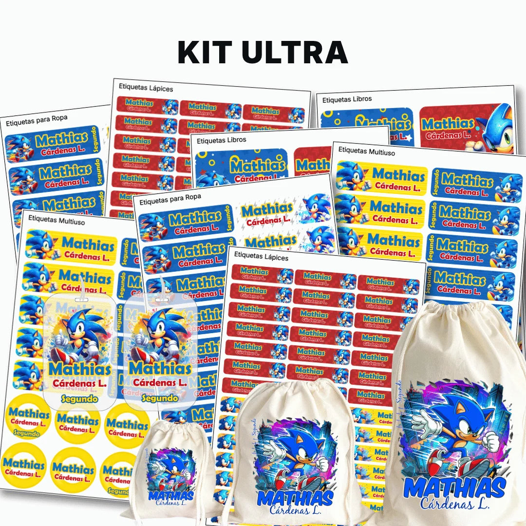 Erizo Azul Veloz – Etiquetas Escolares Personalizadas