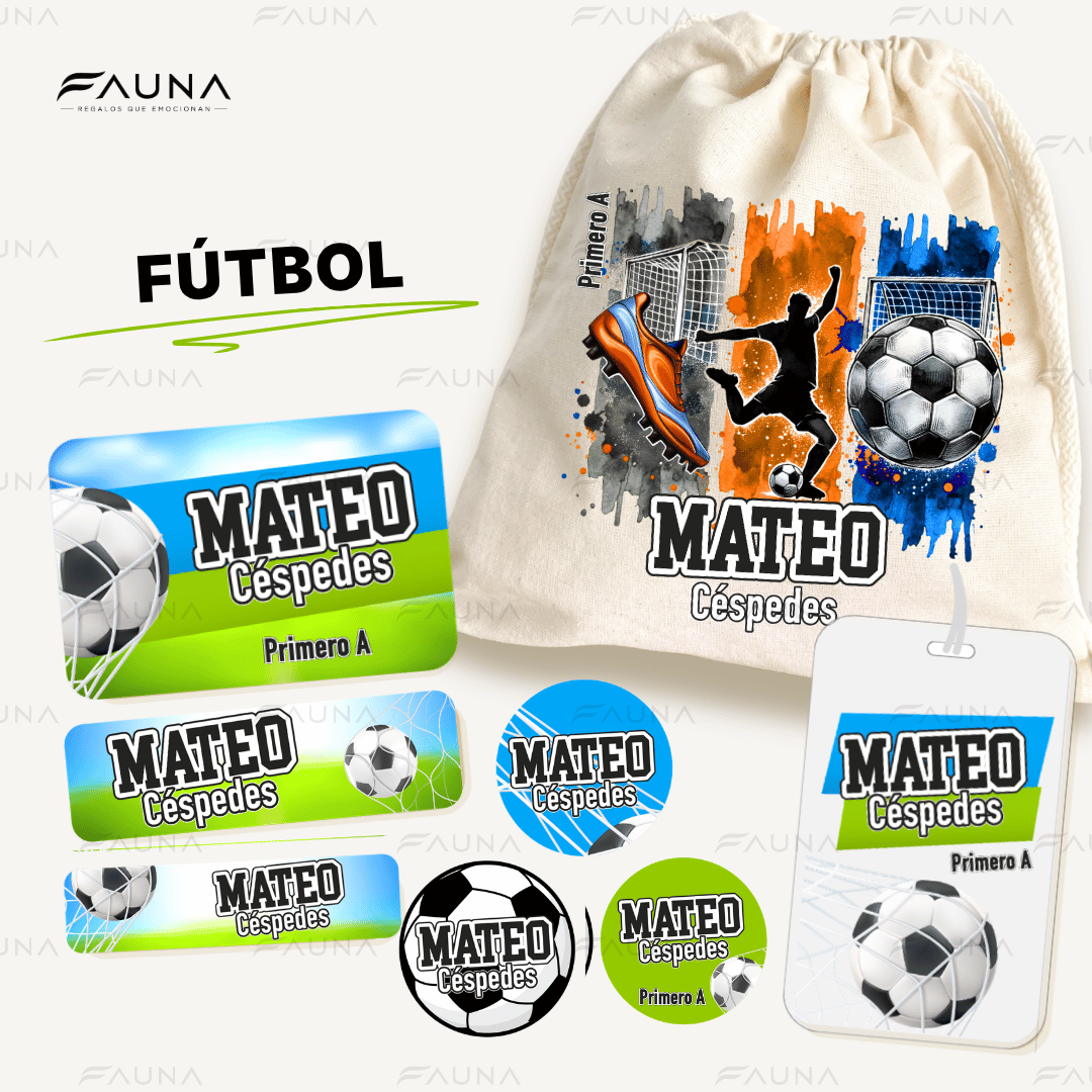 Fútbol Niño ⚽ - Etiquetas Escolares Premium Personalizadas
