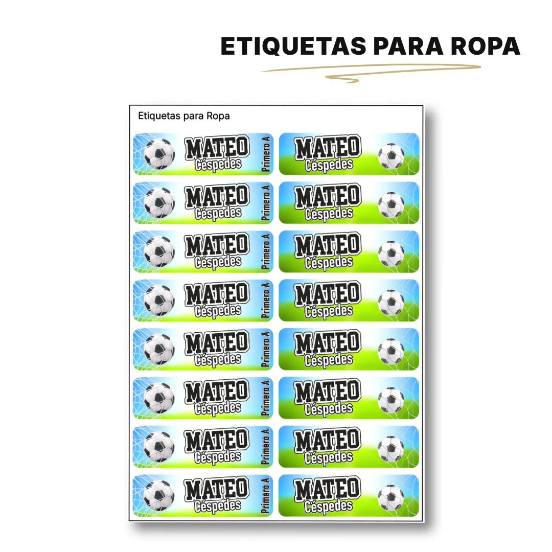 Fútbol Niño – Etiquetas Escolares Personalizadas