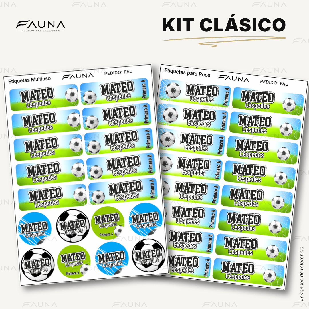 Fútbol Niño ⚽ - Etiquetas Escolares Premium Personalizadas