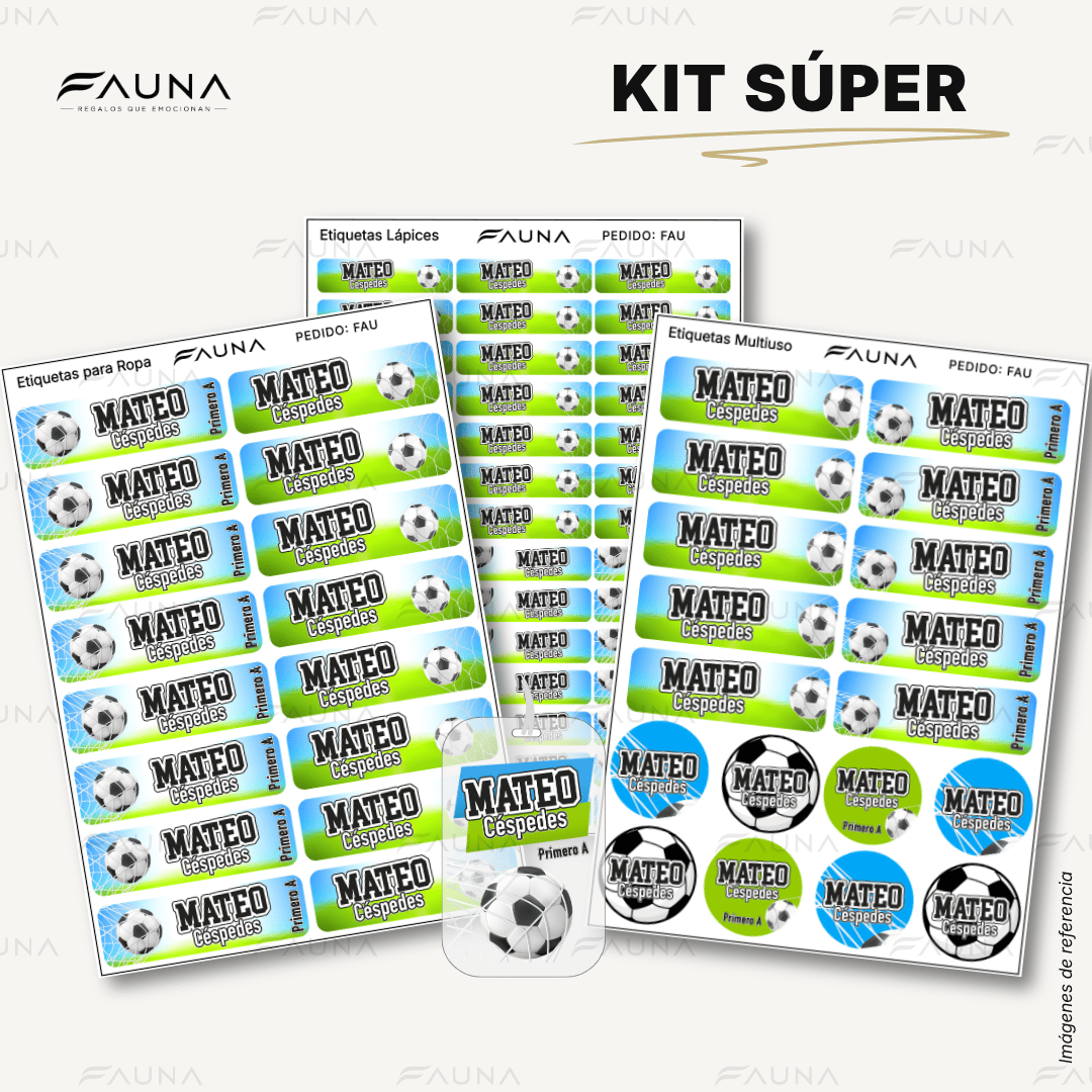 Fútbol Niño ⚽ - Etiquetas Escolares Premium Personalizadas
