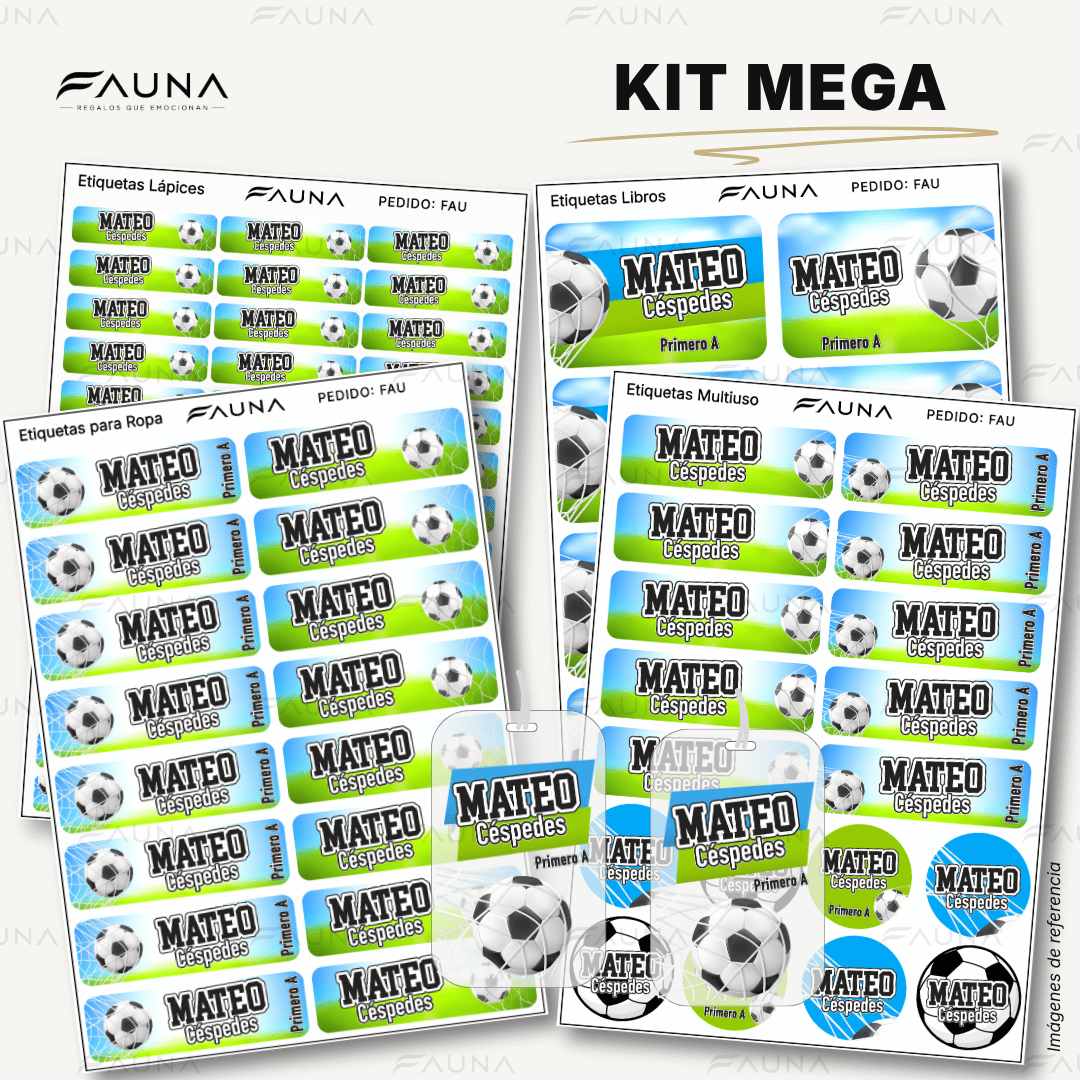 Fútbol Niño ⚽ - Etiquetas Escolares Premium Personalizadas