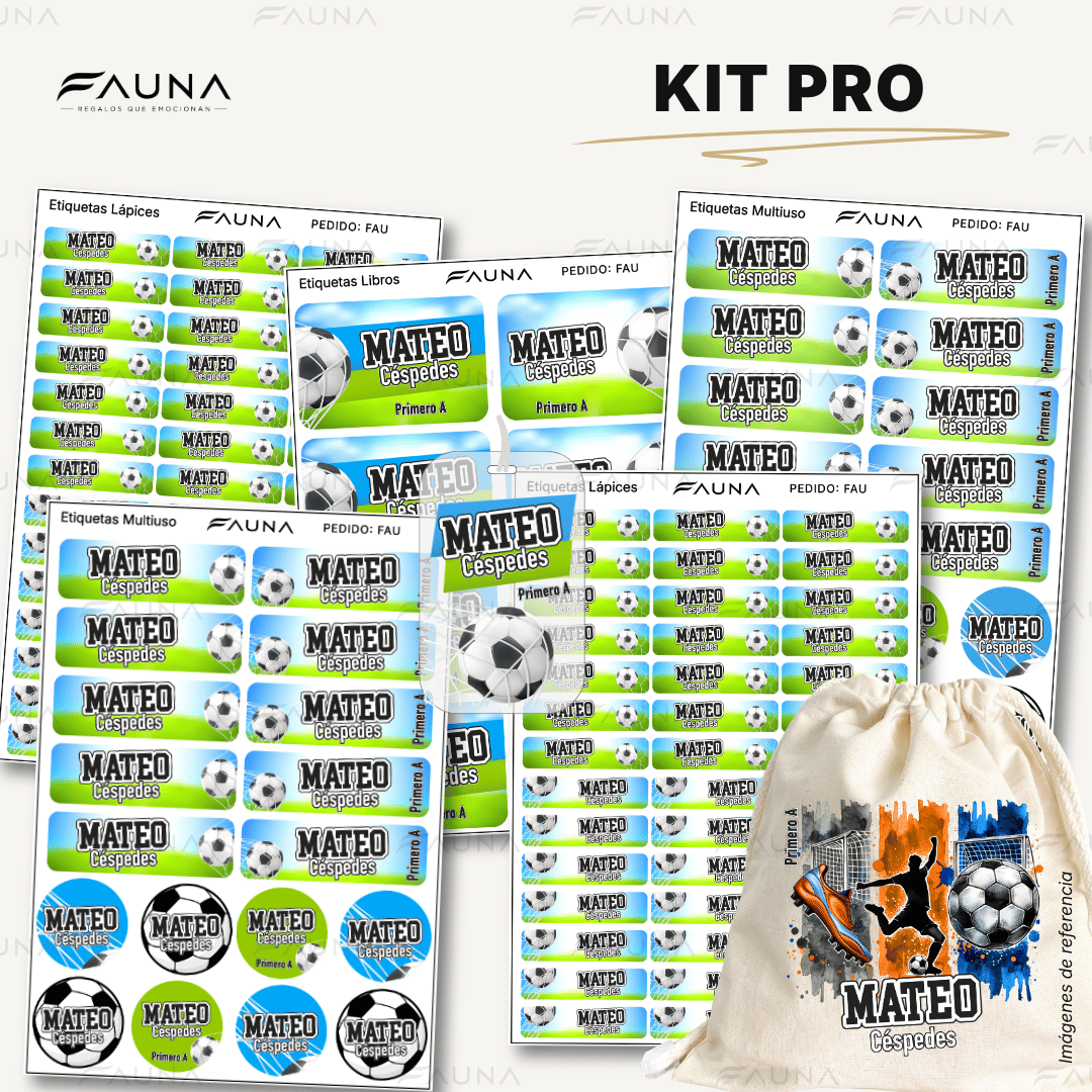 Fútbol Niño ⚽ - Etiquetas Escolares Premium Personalizadas