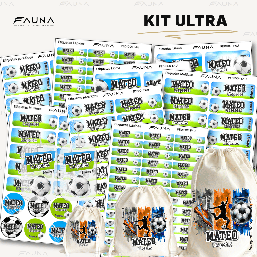 Fútbol Niño ⚽ - Etiquetas Escolares Premium Personalizadas