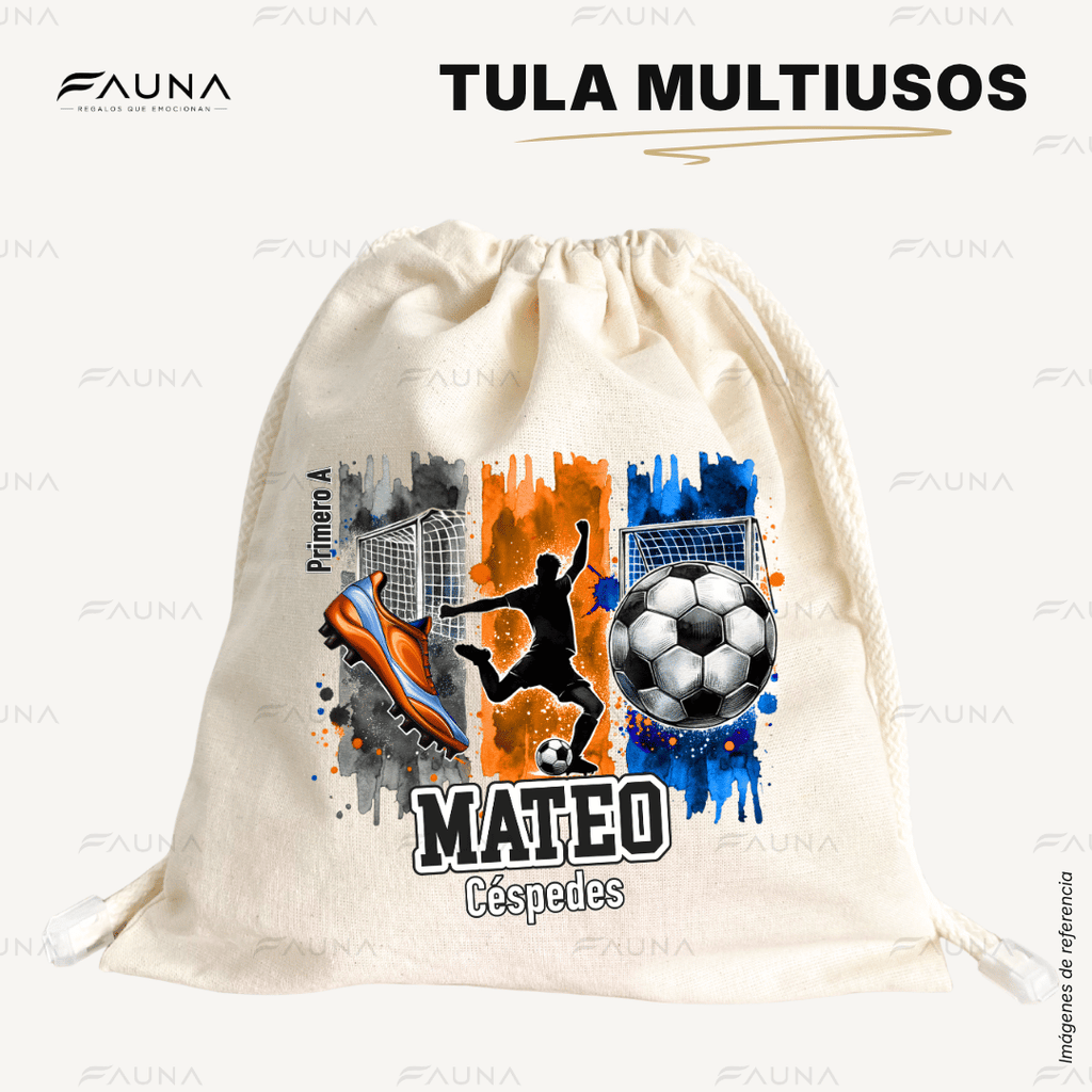 Fútbol Niño ⚽ - Tula personalizada para niños – multiusos con nombre