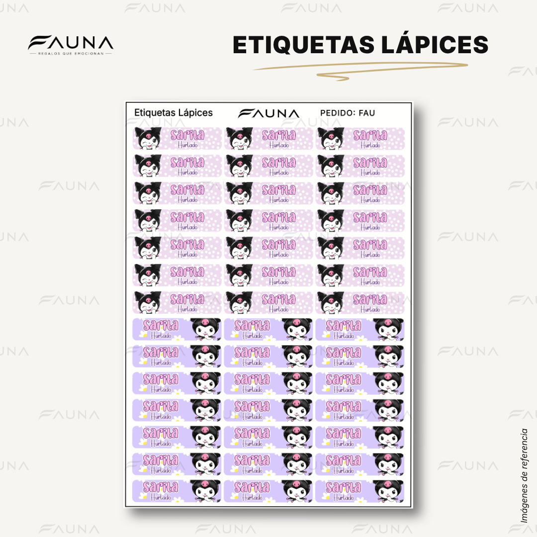 Gatita Kawaii Oscura 💜 - Etiquetas Escolares Premium Personalizadas