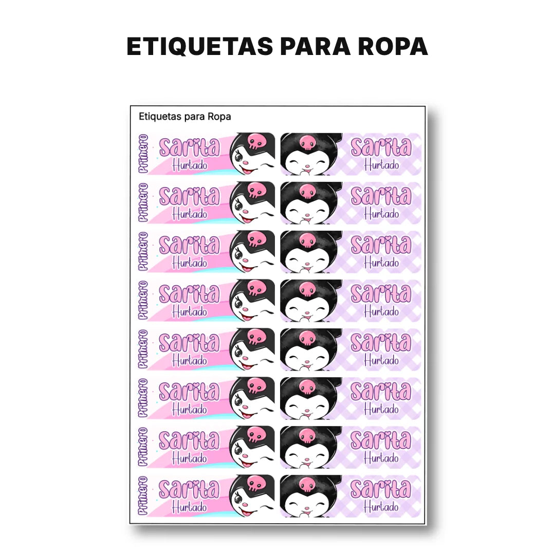 Gatita Kawaii Oscura – Etiquetas Escolares Personalizadas