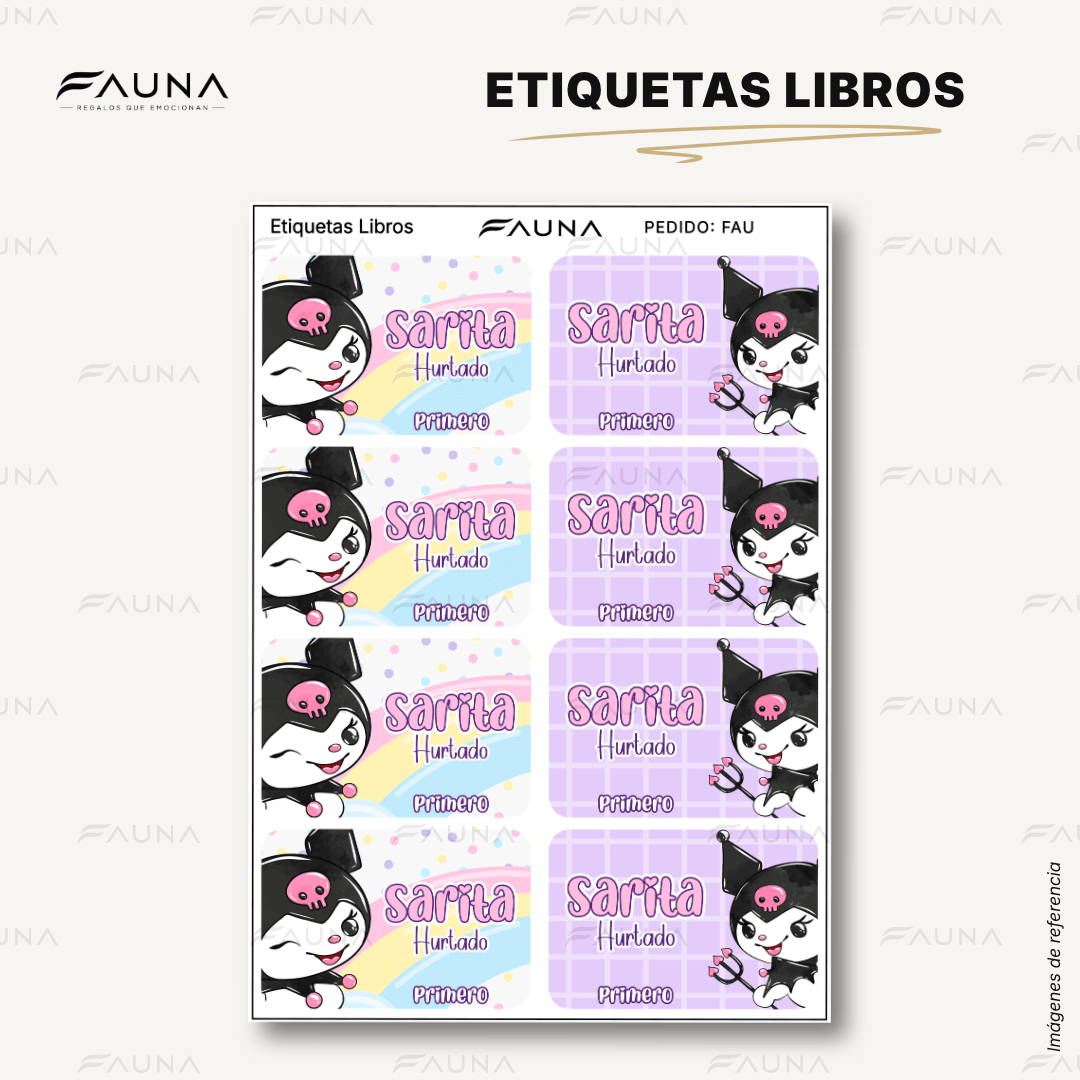 Gatita Kawaii Oscura 💜 - Etiquetas Escolares Premium Personalizadas