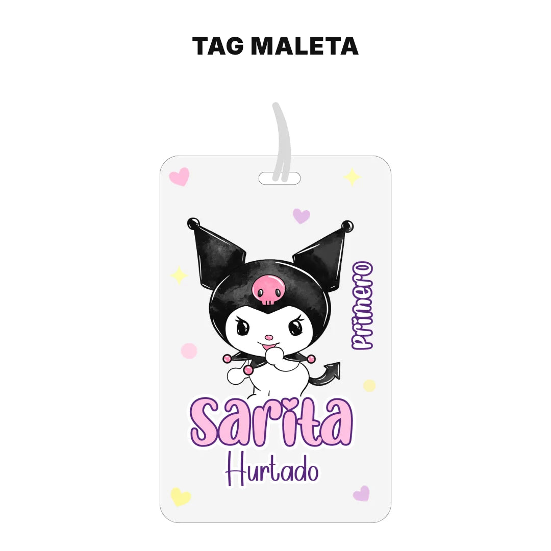 Gatita Kawaii Oscura – Etiquetas Escolares Personalizadas
