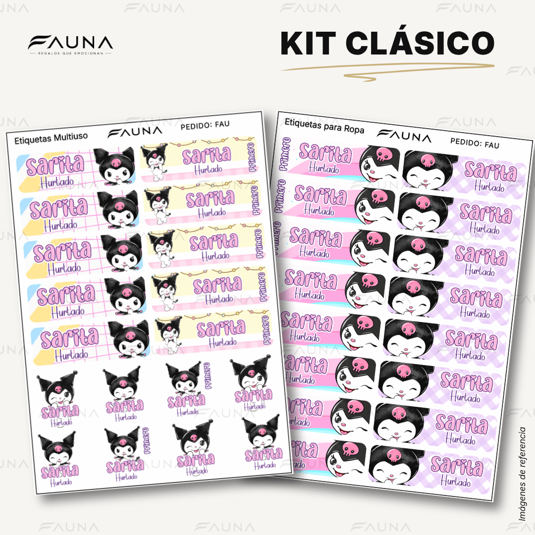Gatita Kawaii Oscura 💜 - Etiquetas Escolares Premium Personalizadas