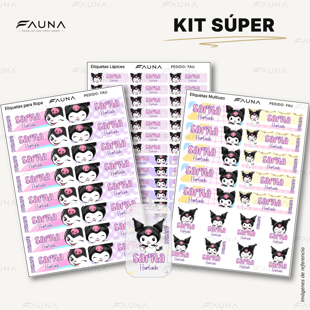 Gatita Kawaii Oscura 💜 - Etiquetas Escolares Premium Personalizadas