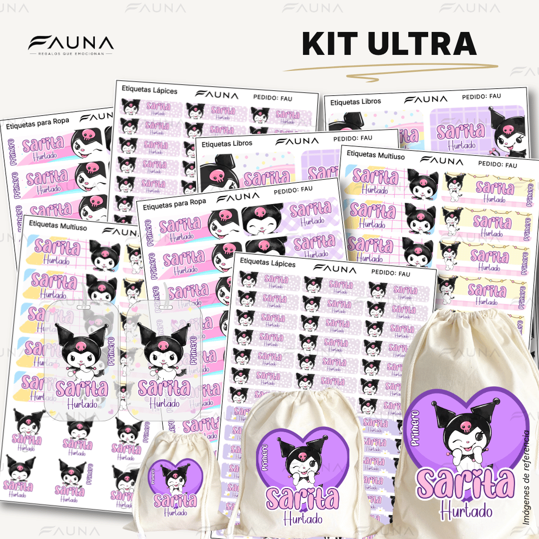 Gatita Kawaii Oscura 💜 - Etiquetas Escolares Premium Personalizadas