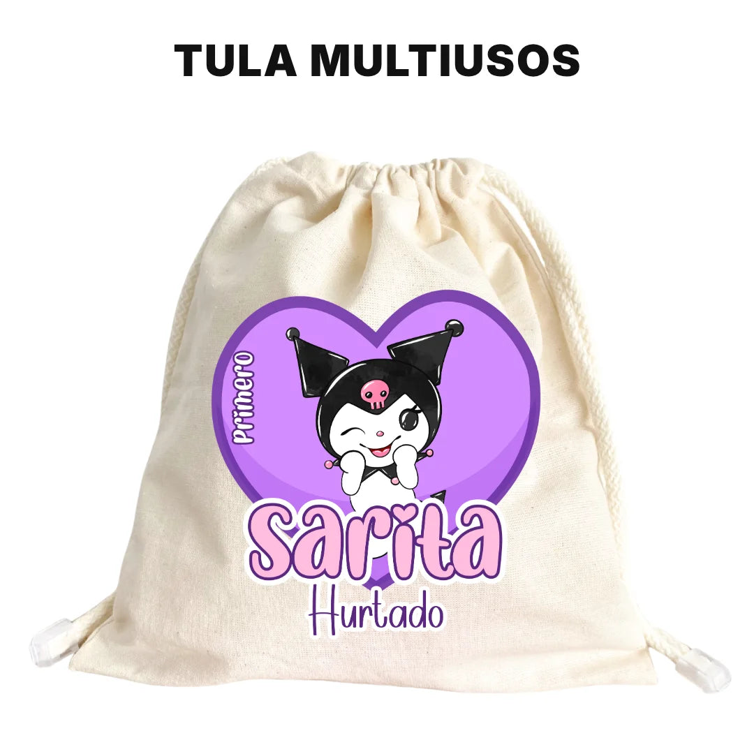 Gatita Kawaii Oscura – Etiquetas Escolares Personalizadas