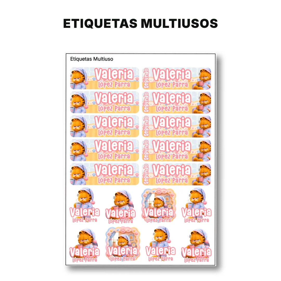 Gato Comelón – Etiquetas Escolares Personalizadas