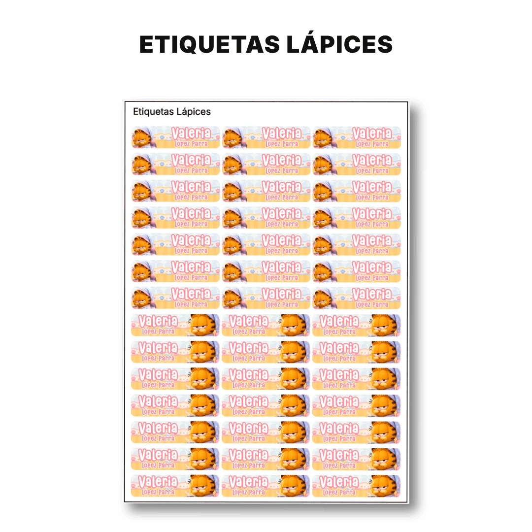 Gato Comelón – Etiquetas Escolares Personalizadas