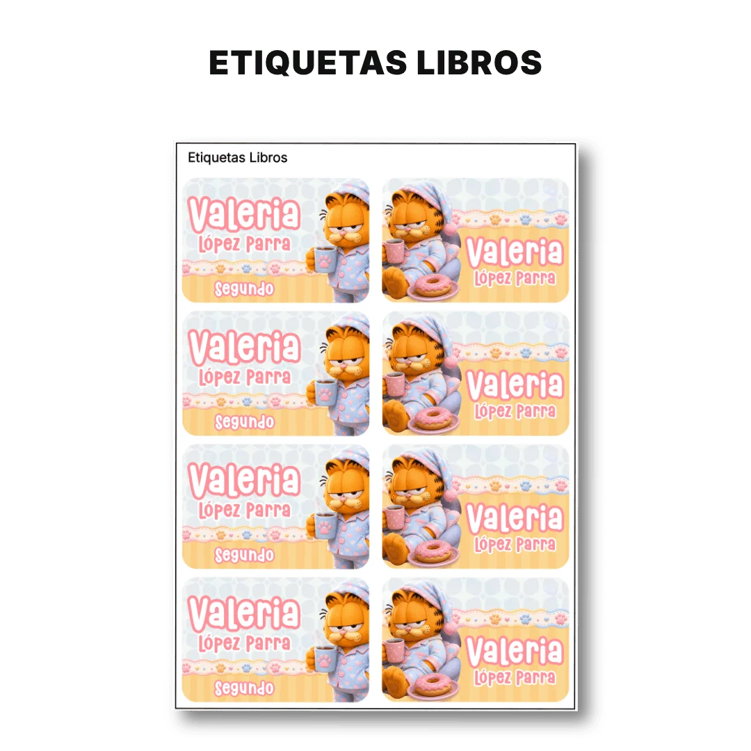 Gato Comelón – Etiquetas Escolares Personalizadas
