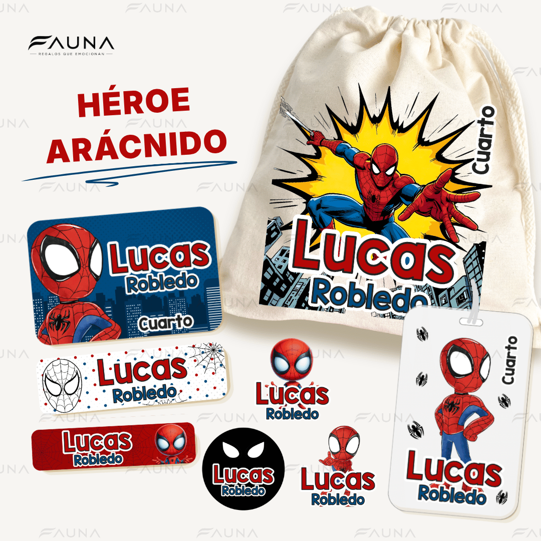 Héroe Arácnido 🕷️ - Etiquetas Escolares Premium Personalizadas
