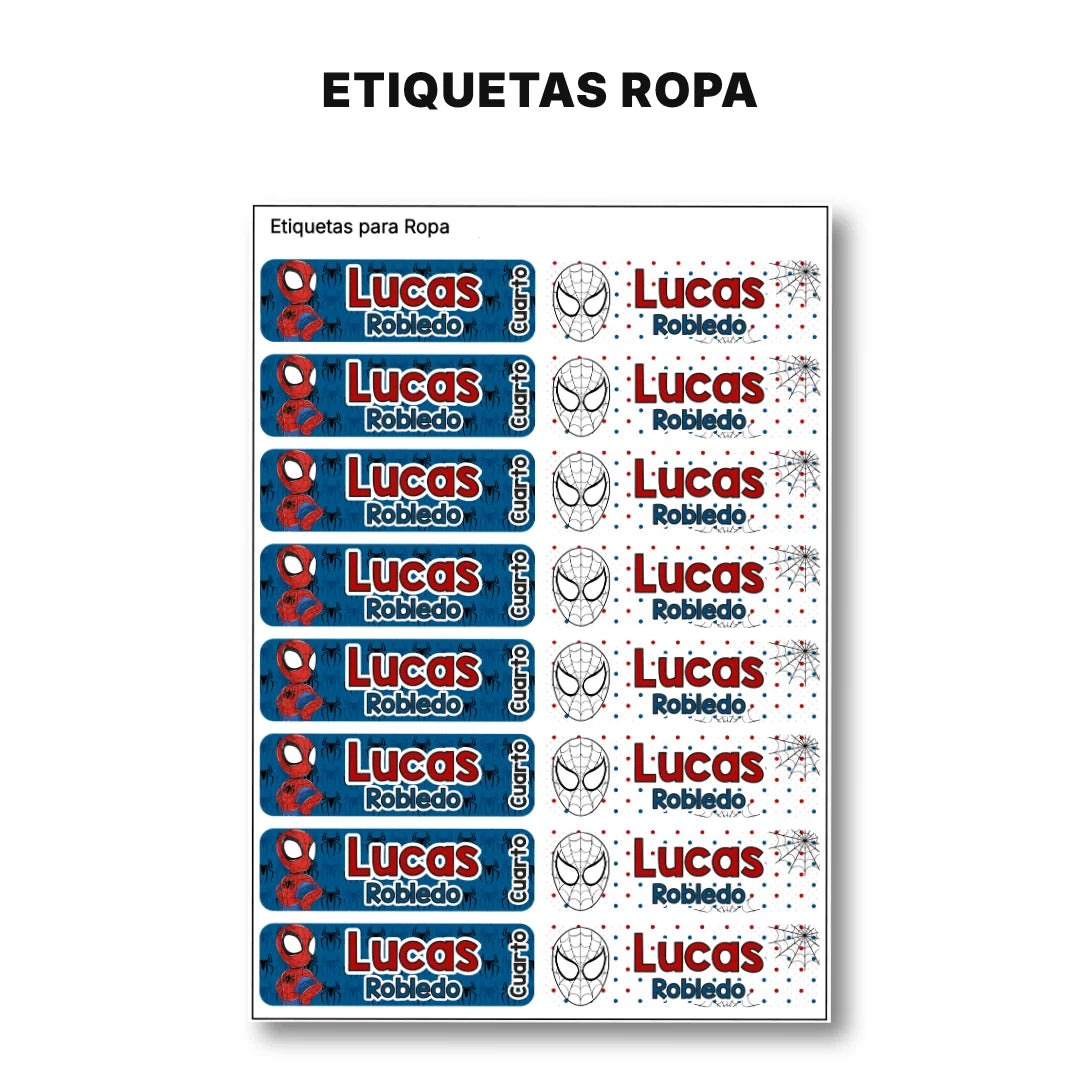 Héroe Arácnido – Etiquetas Escolares Personalizadas