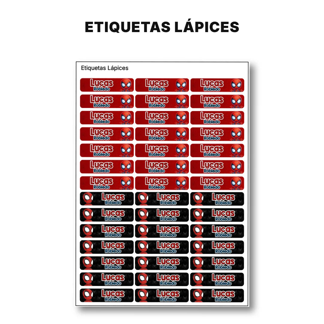 Héroe Arácnido – Etiquetas Escolares Personalizadas
